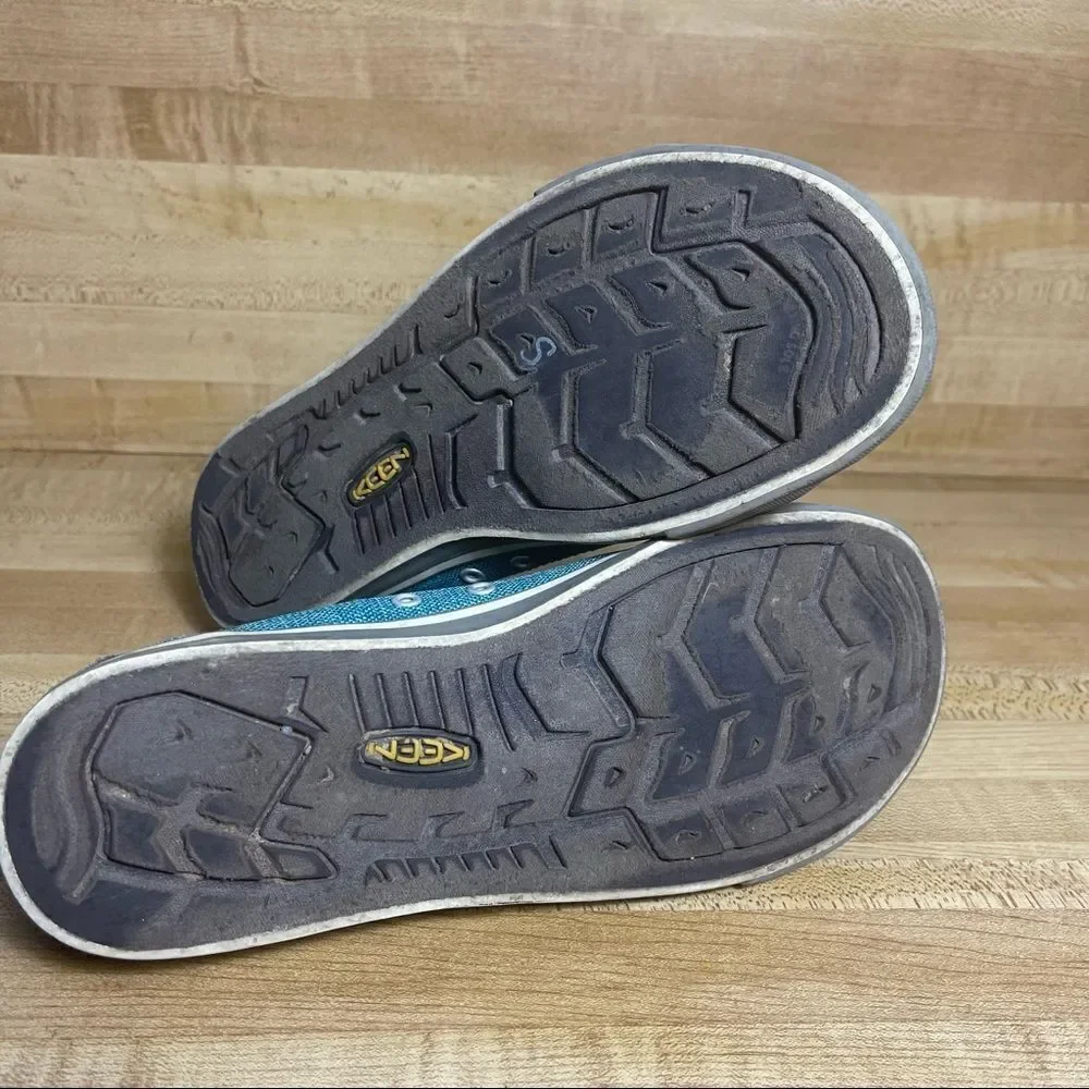 KEEN ARCATA Teal Blue Denim Canvas Lace Up Sneakers Shoes Womens Sz 6.5 Mens 5